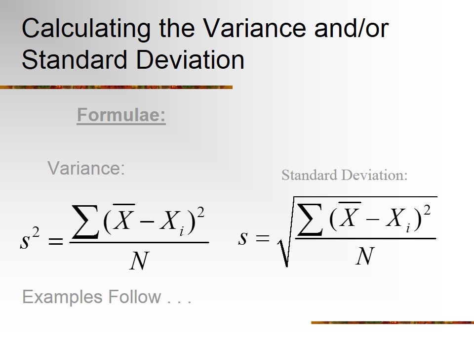 calculating variance and standard deviation